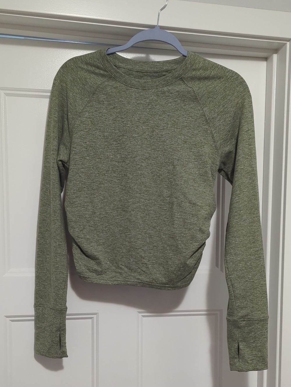 Women’s Olive Green Long-Sleeve Cropped Performance Shirt
